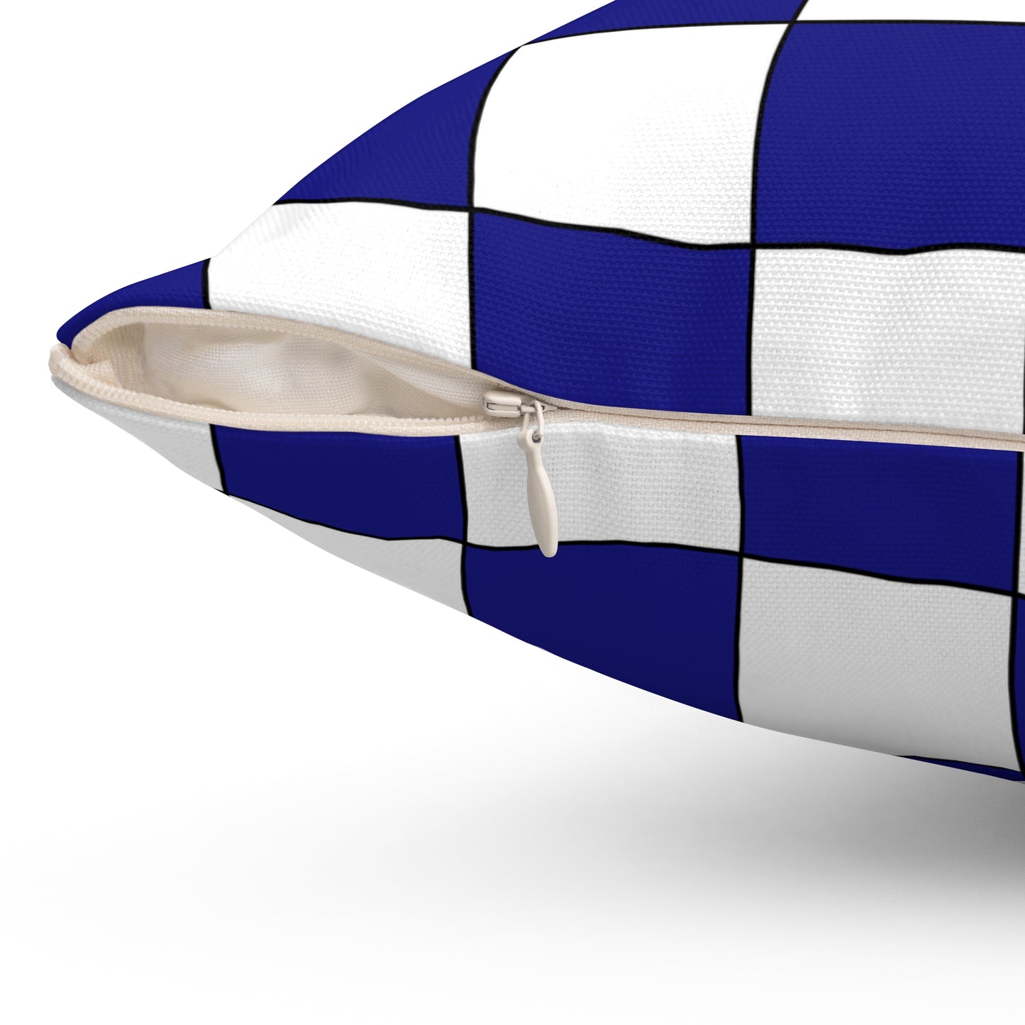Navy Blue, White Retro Check Cushion Pillow
