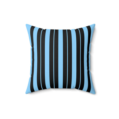 Light Blue, Black Retro Stripes Cushion Pillow