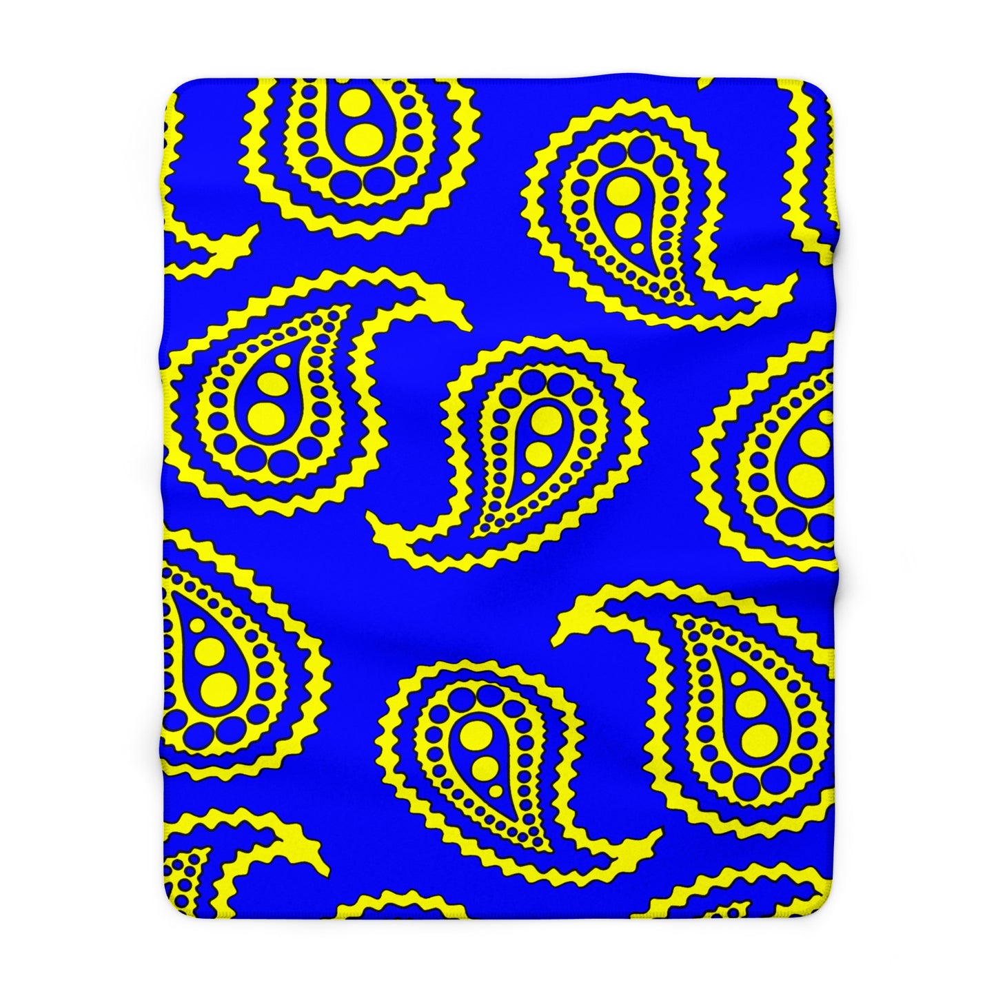 Blue, Yellow Retro Paisley Blanket Throw
