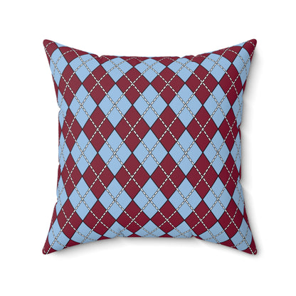 Claret, Blue Retro Argyle Cushion Pillow