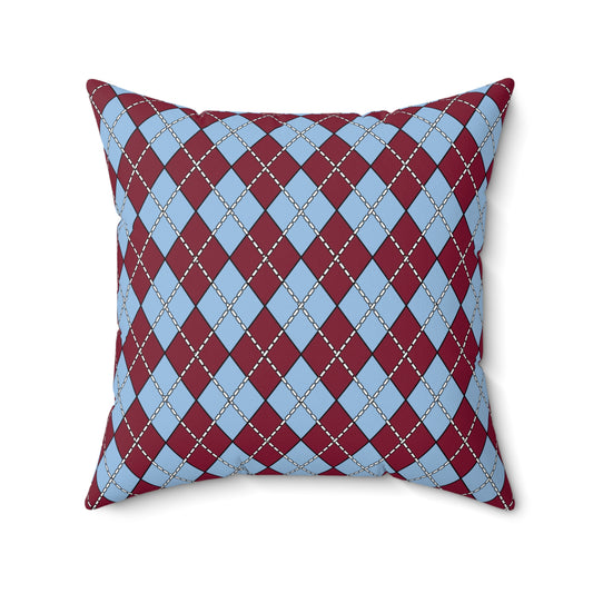 Claret, Blue Retro Argyle Cushion Pillow