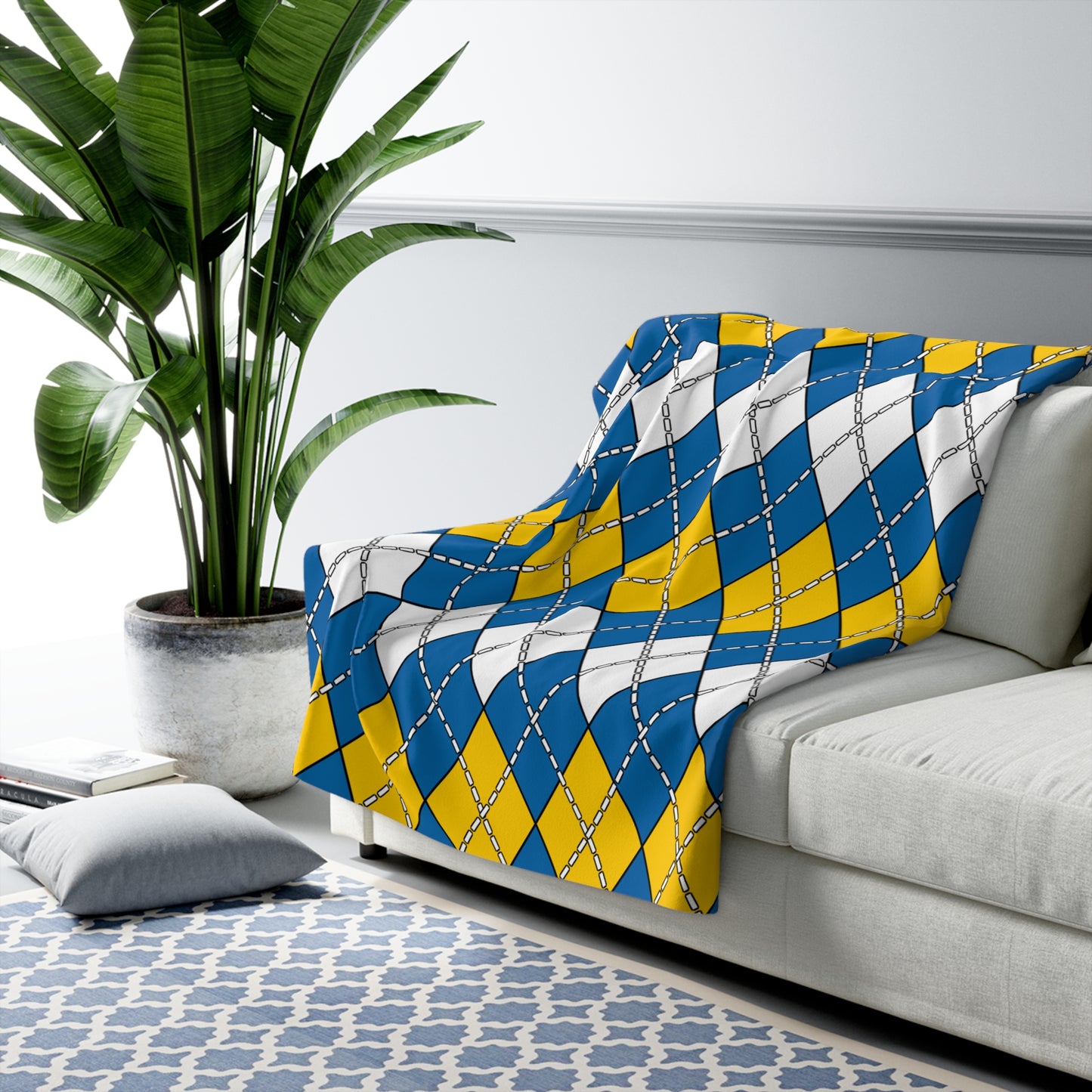 Canary Islands Retro Argyle Blanket Throw