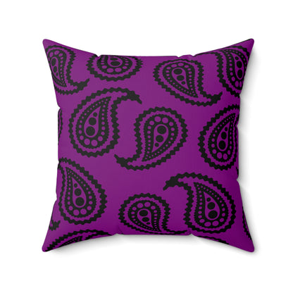 Purple, Black Retro Paisley Cushion Pillow