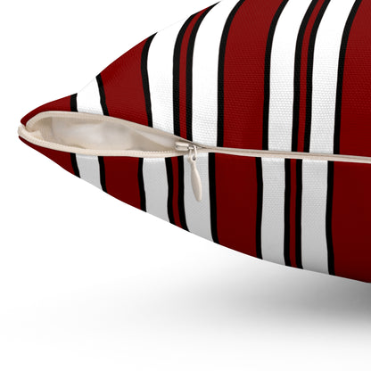 Maroon, White Retro Stripes Cushion Pillow