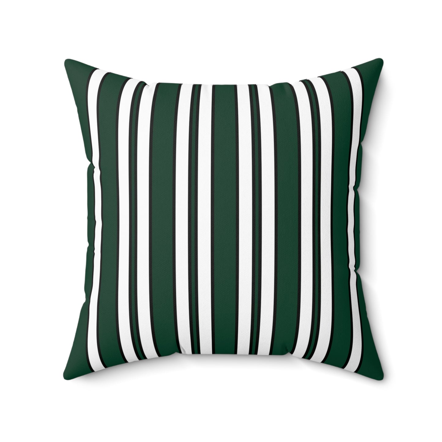 Dark Green, White Retro Stripes Cushion Pillow