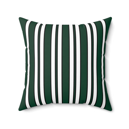 Dark Green, White Retro Stripes Cushion Pillow