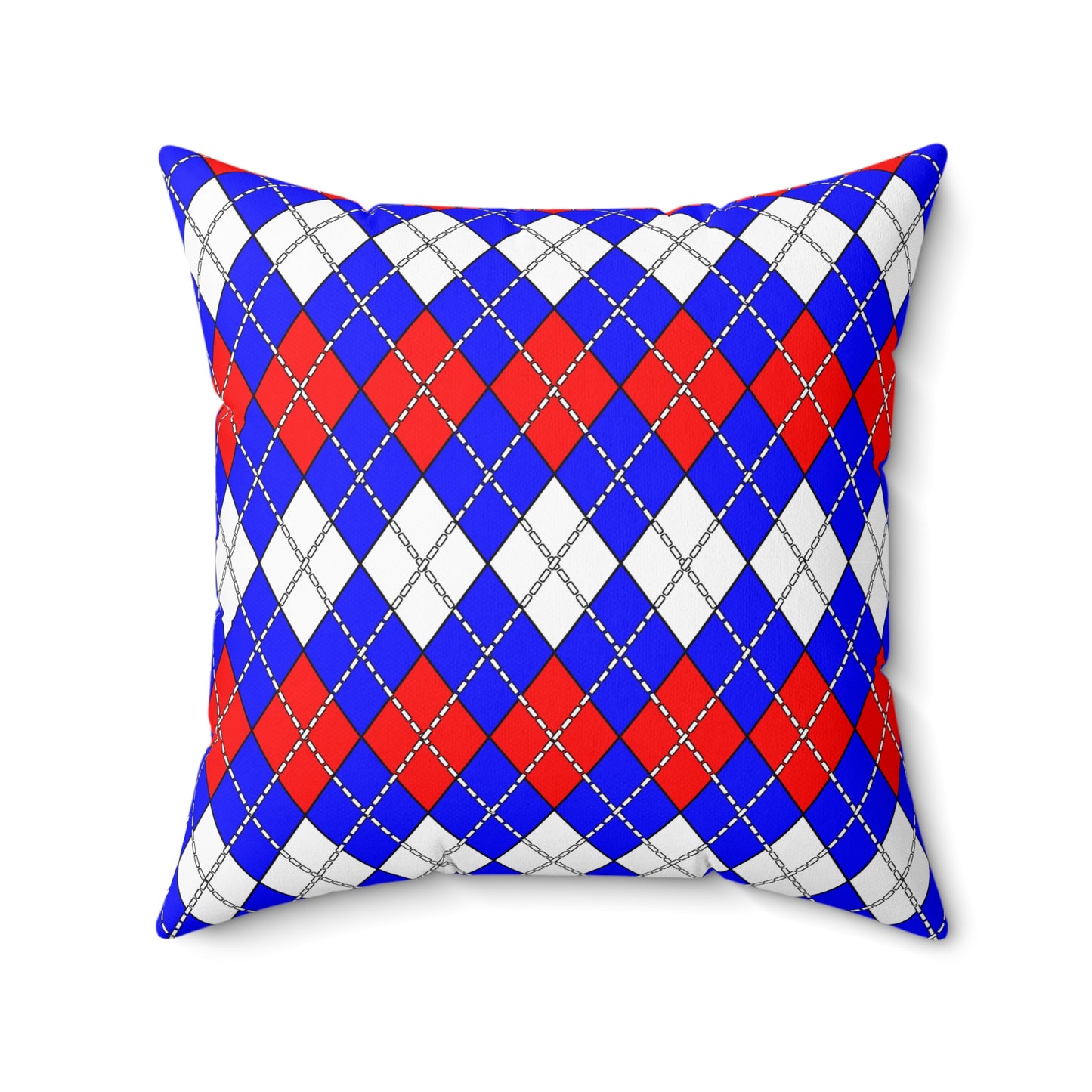 Blue, White, Red Retro Argyle Cushion Pillow
