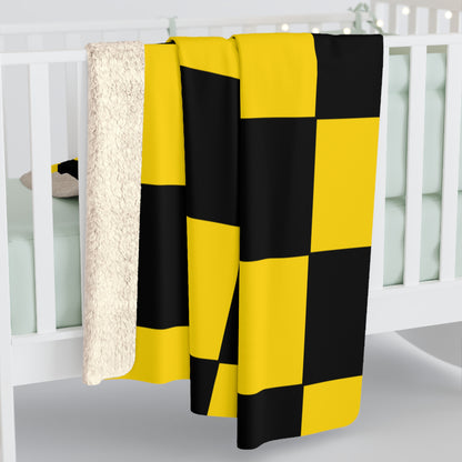 Gold, Black Retro Check Blanket Throw