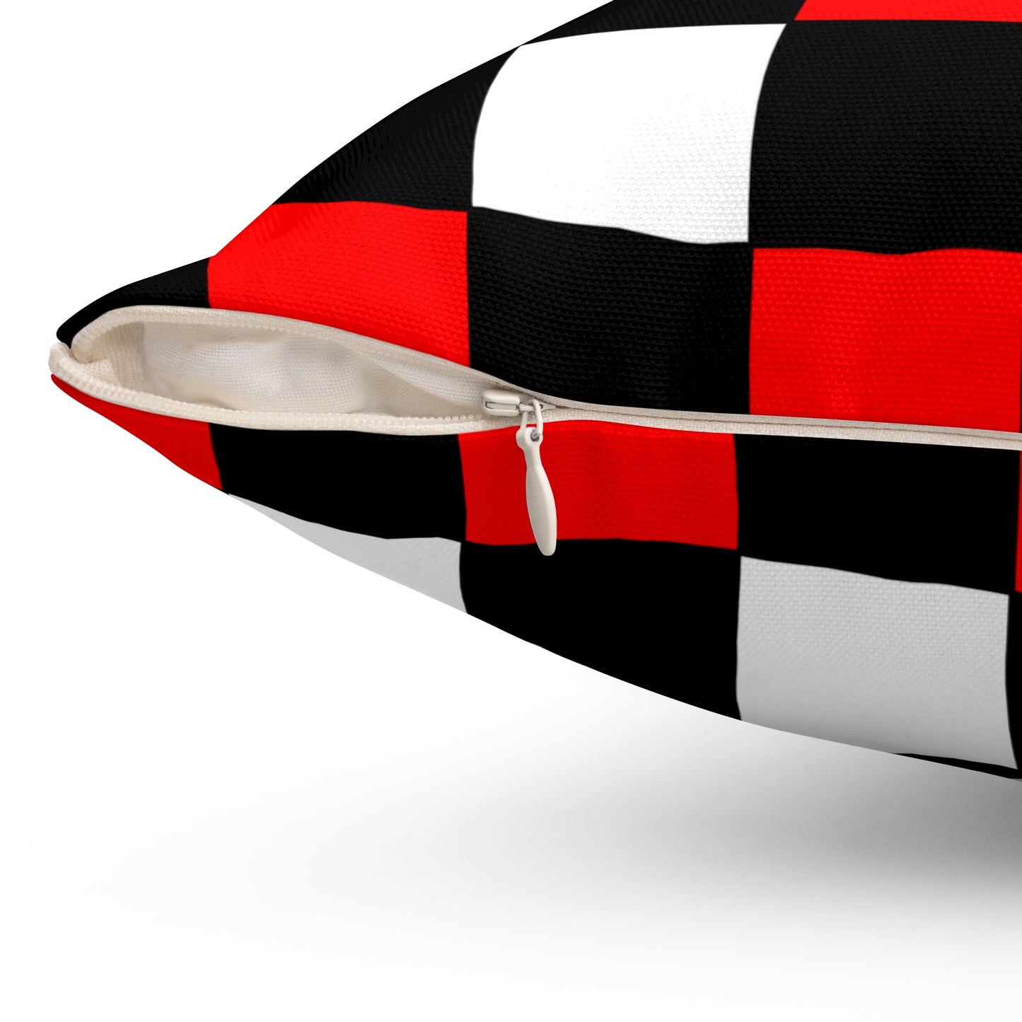 Black, White, Red Retro Check Cushion Pillow