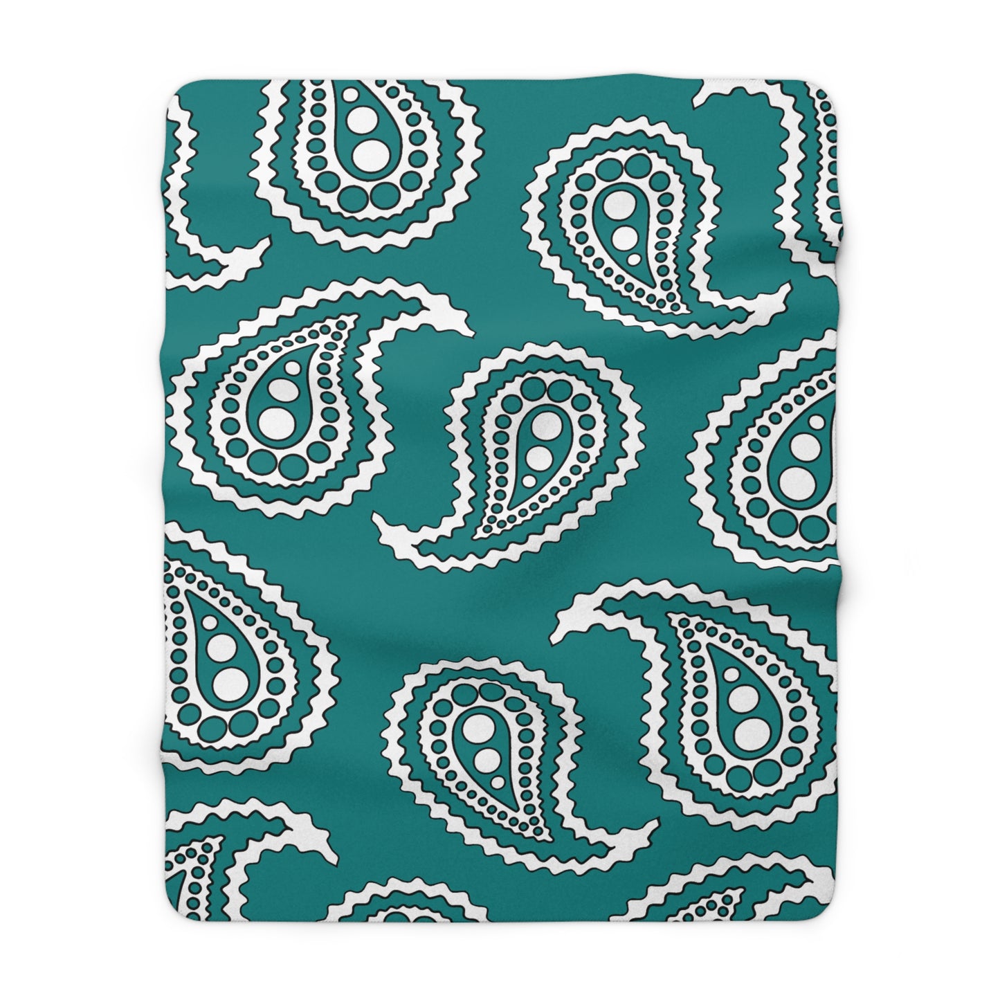 Teal, White Retro Paisley Blanket Throw