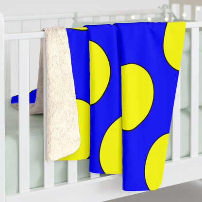 Blue, Yellow Retro Polka Dots Blanket Throw