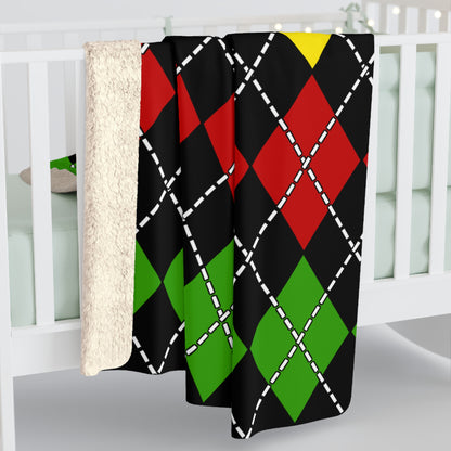 Saint Kitts And Nevis Retro Argyle Blanket Throw