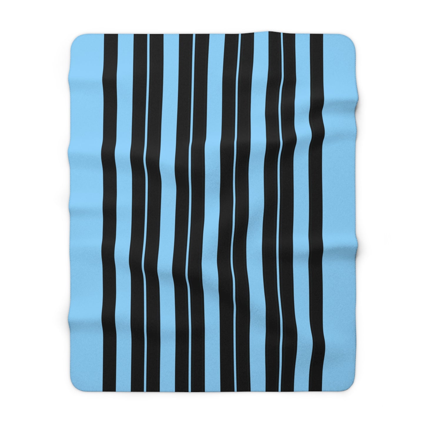 Light Blue, Black Retro Stripes Blanket Throw