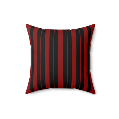 Dark Red, Black Retro Stripes Cushion Pillow