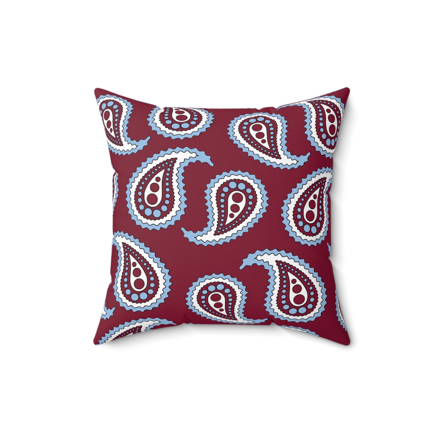 Claret, Blue, White Retro Paisley Cushion Pillow