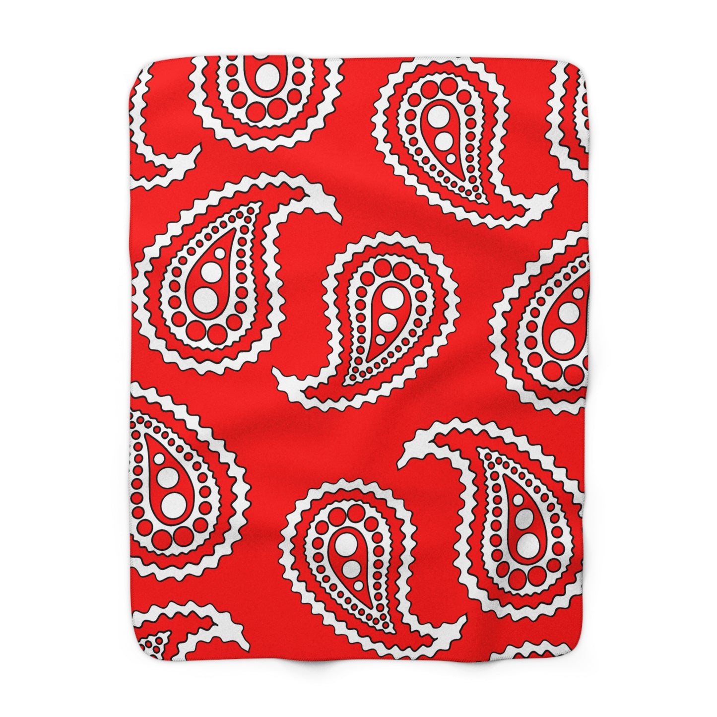 Red, White Retro Paisley Blanket Throw