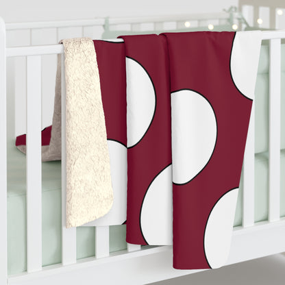 Claret, White Retro Polka Dots Blanket Throw