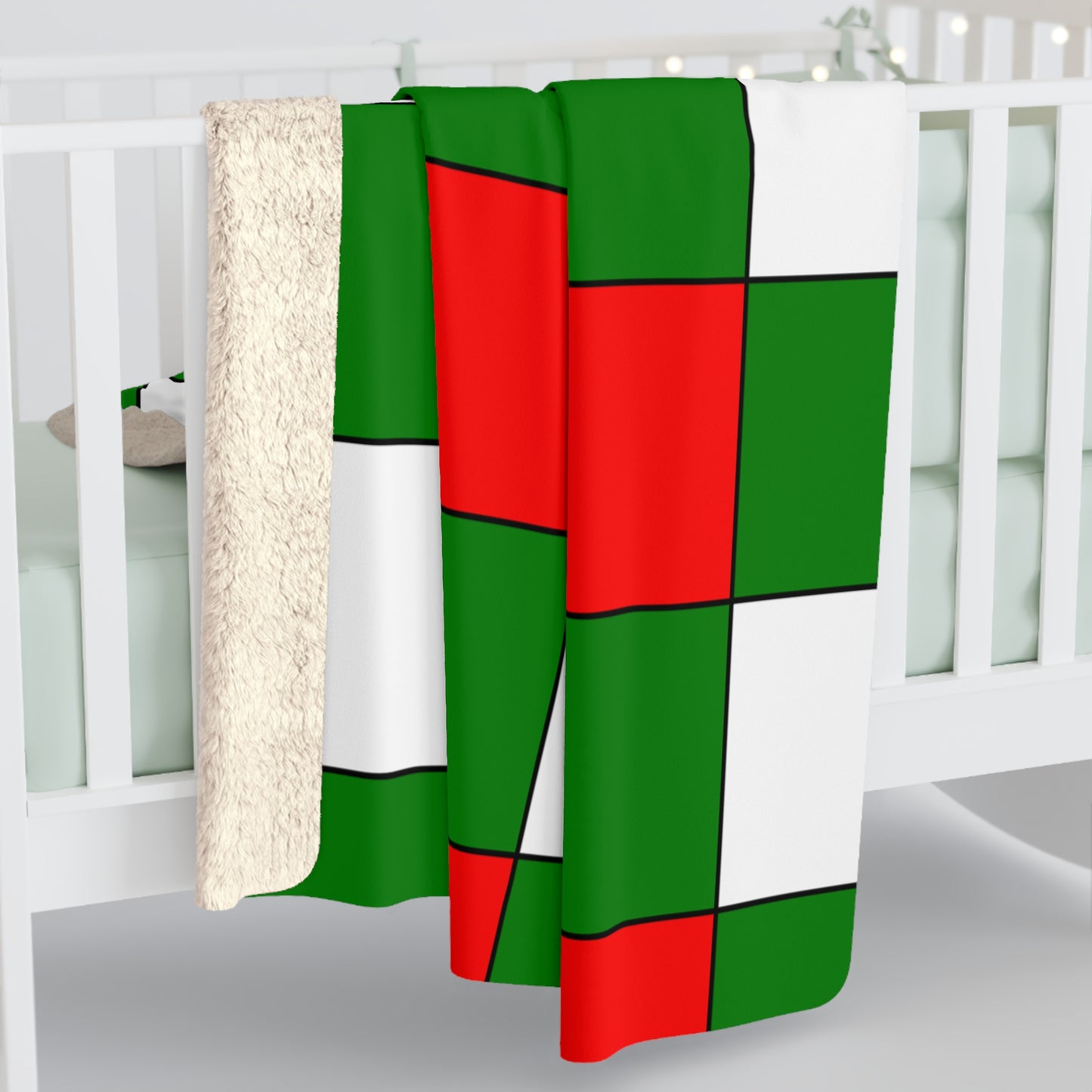 Green, White, Red Retro Check Blanket Throw