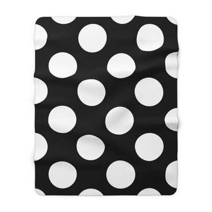 Black, White Retro Polka Dots Blanket Throw