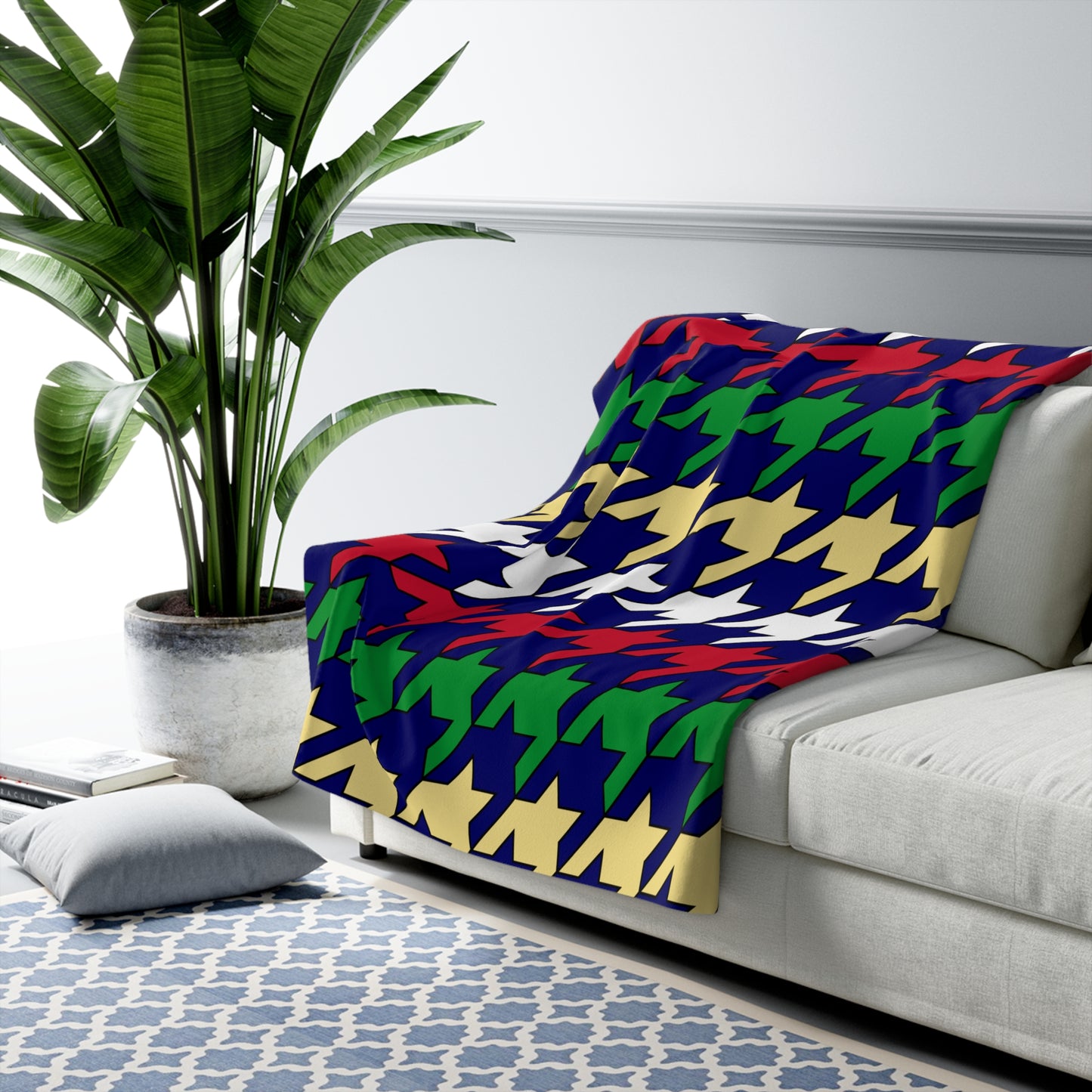 Cayman Islands Retro Houndstooth Blanket Throw