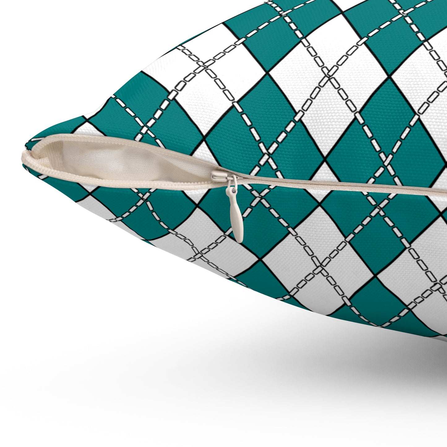 Teal, White Retro Argyle Cushion Pillow