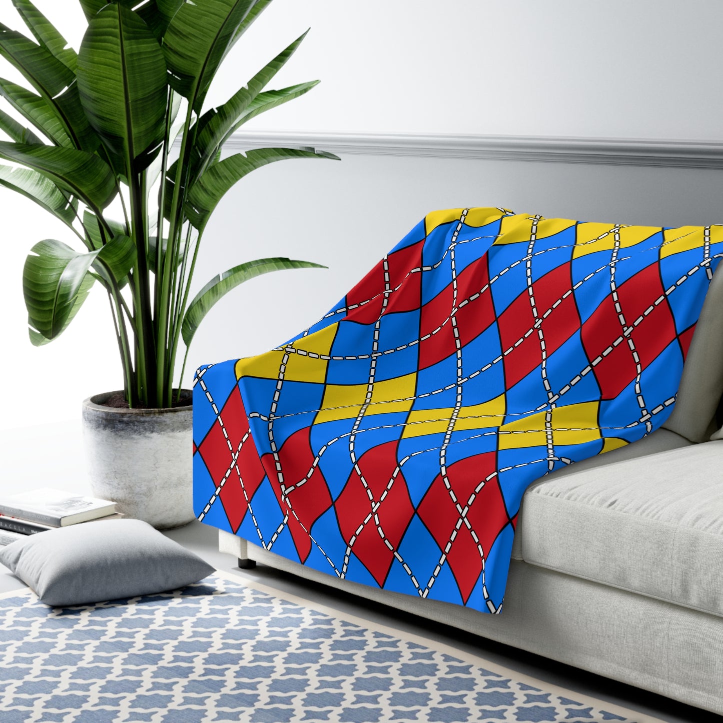 Democratic Republic of the Congo Retro Argyle Blanket Throw