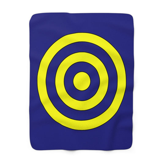 Navy Blue, Yellow Retro Target Blanket Throw