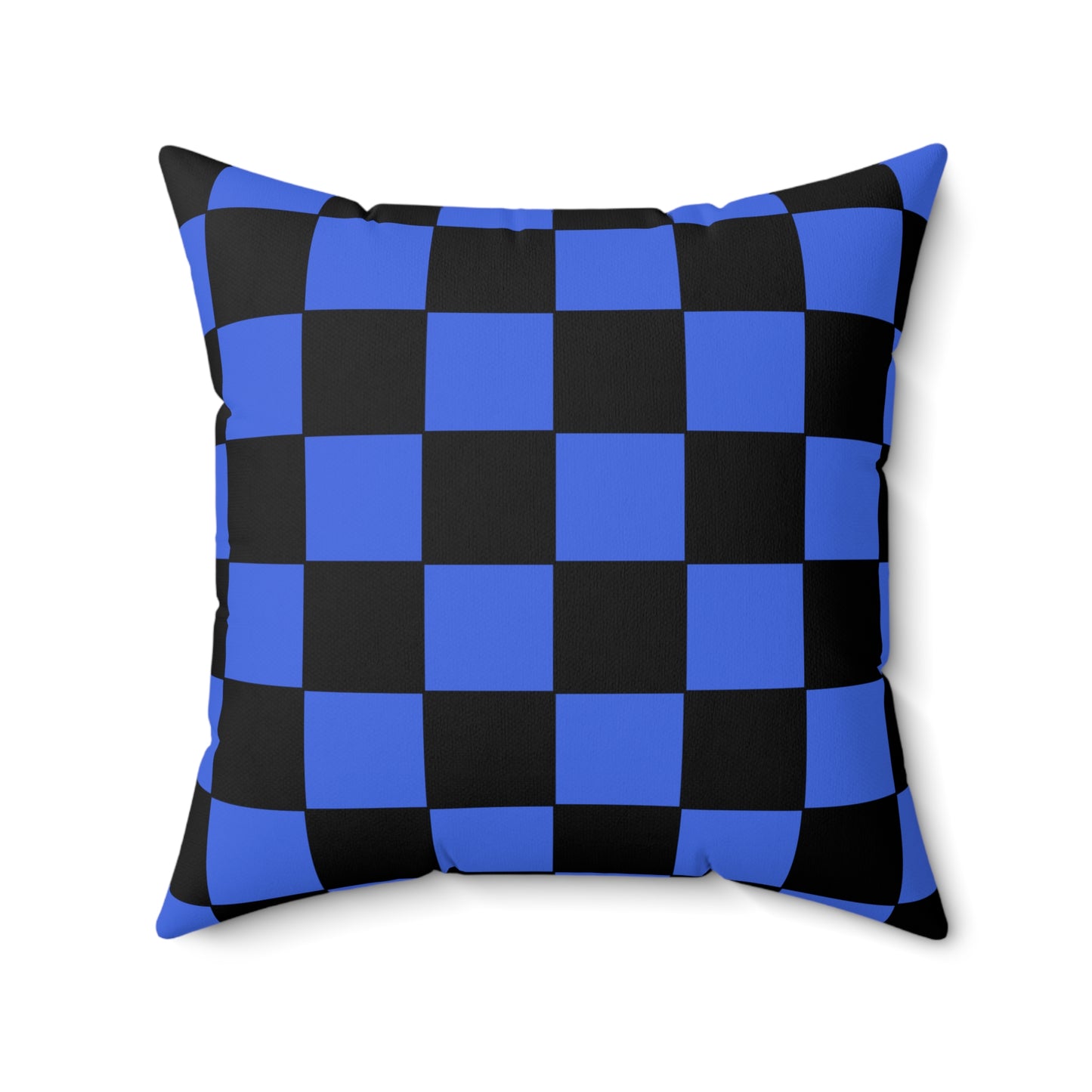 Royal Blue, Black Retro Check Cushion Pillow