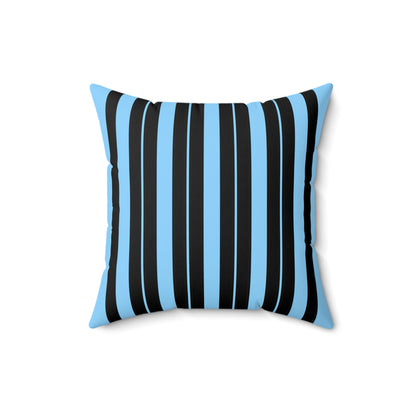 Light Blue, Black Retro Stripes Cushion Pillow