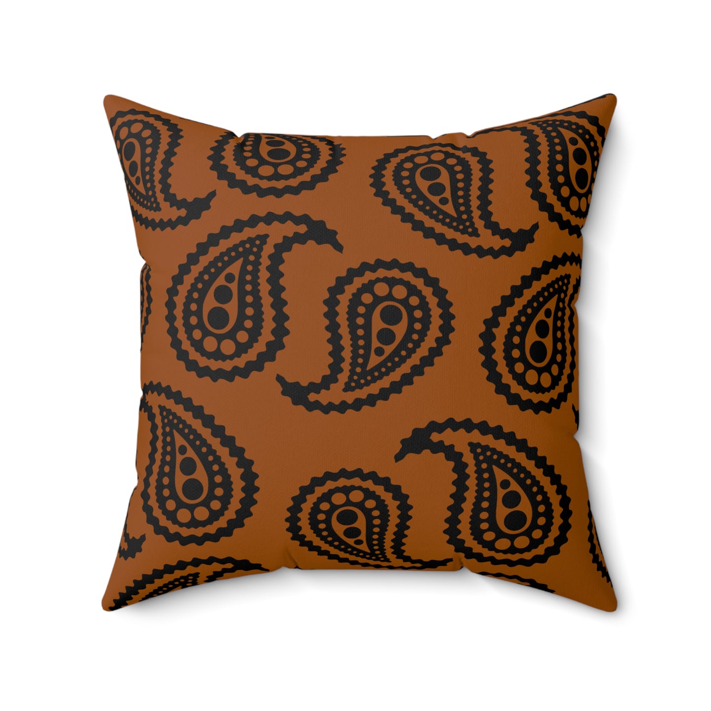 Brown, Black Retro Paisley Cushion Pillow