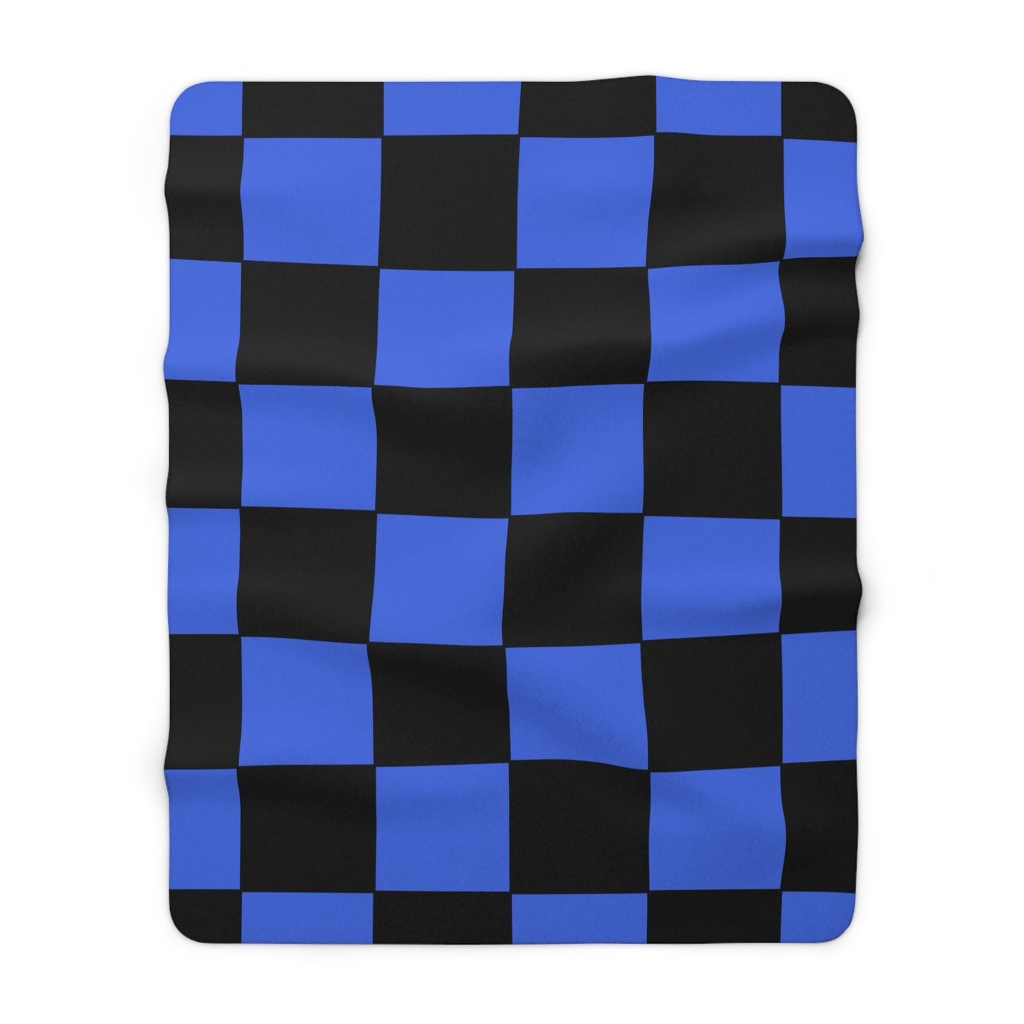 Royal Blue, Black Retro Check Blanket Throw