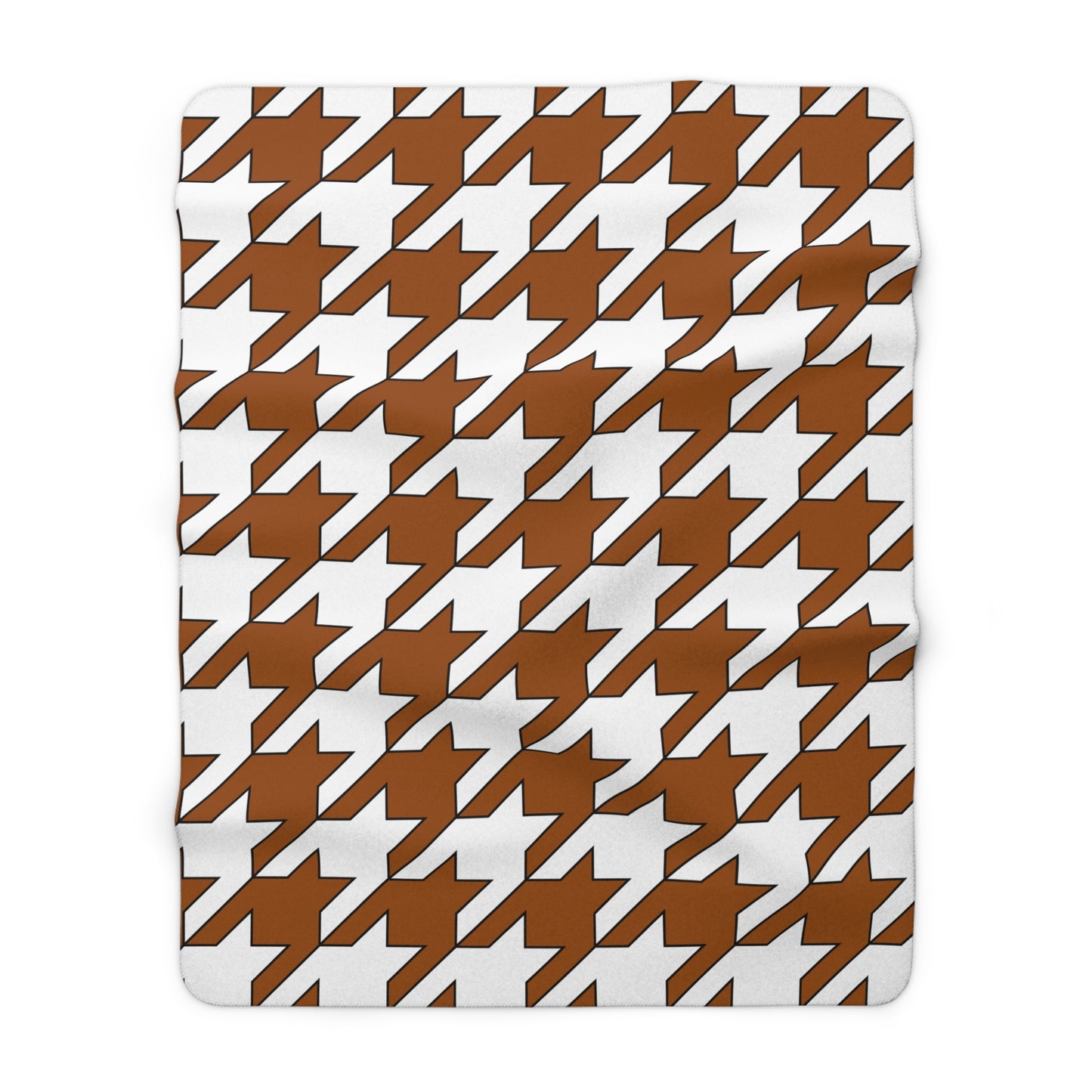 Brown, White Retro Houndstooth Blanket Throw