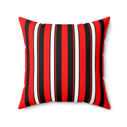 Red, Black, White Retro Stripes Cushion Pillow