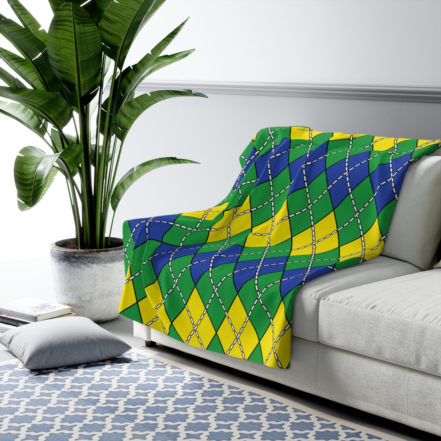 Brazil Retro Argyle Blanket Throw