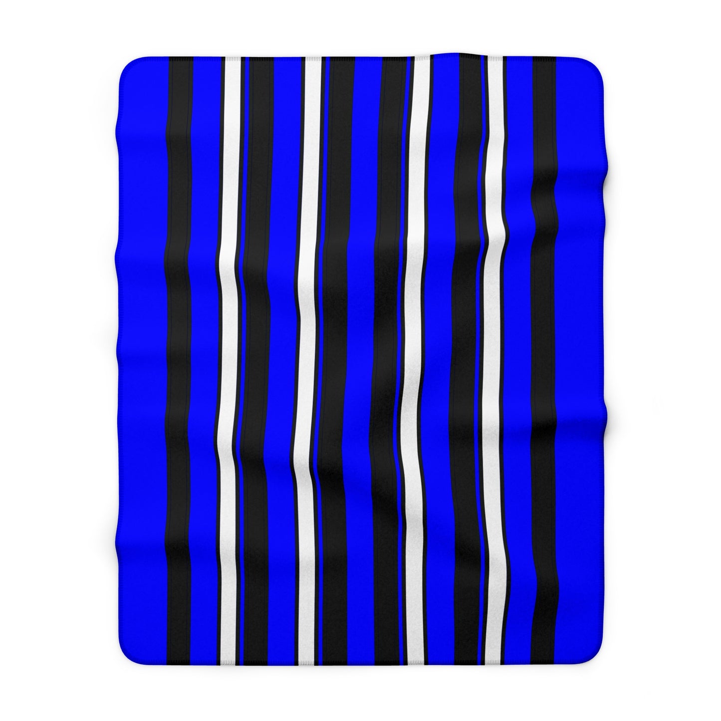 Blue, Black, White Retro Stripes Blanket Throw
