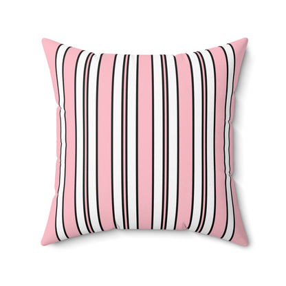 Pink, White Retro Stripes Cushion Pillow