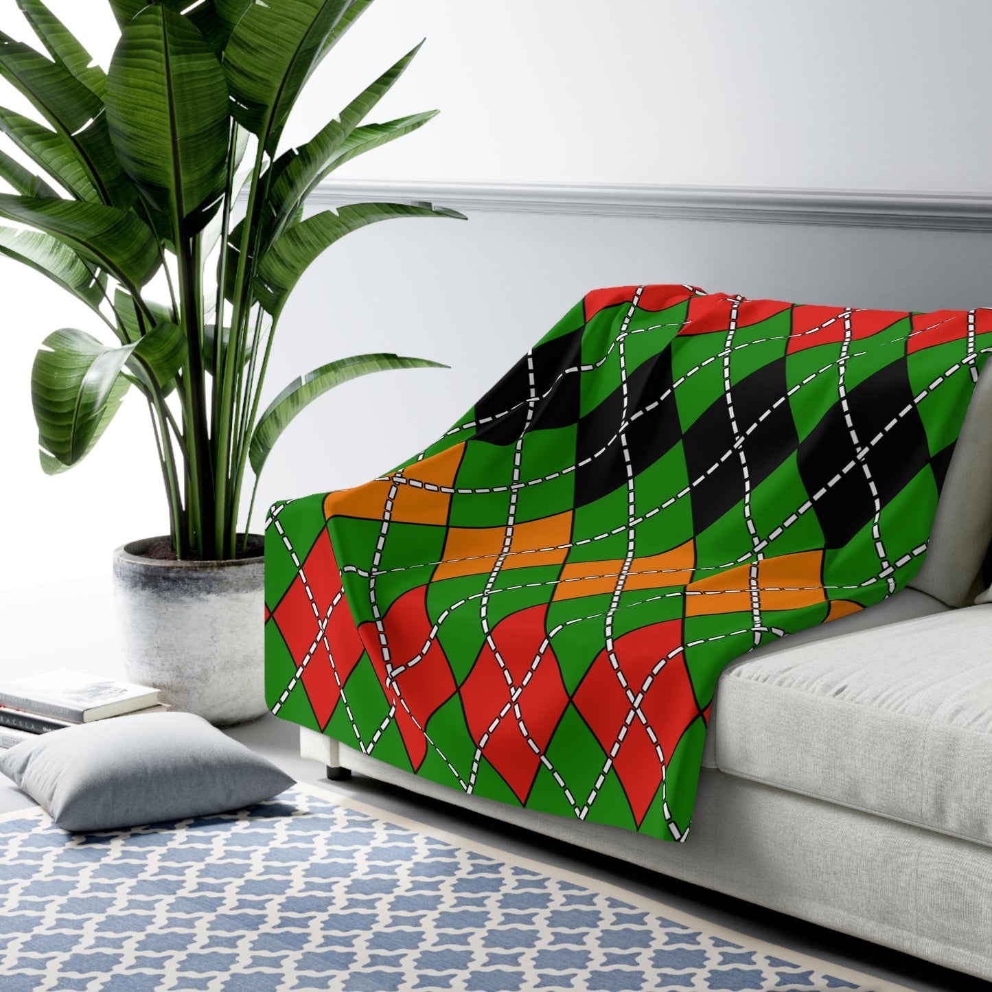 Zambia Retro Argyle Blanket Throw