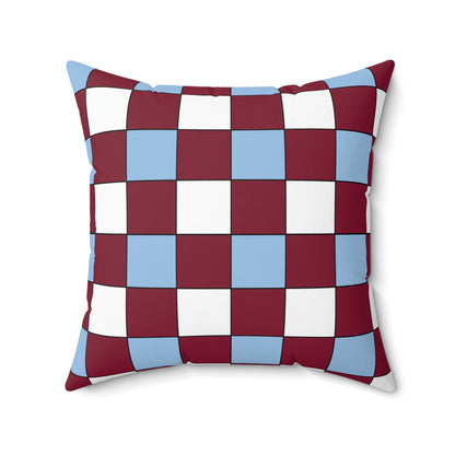 Claret, Blue, White Retro Check Cushion Pillow