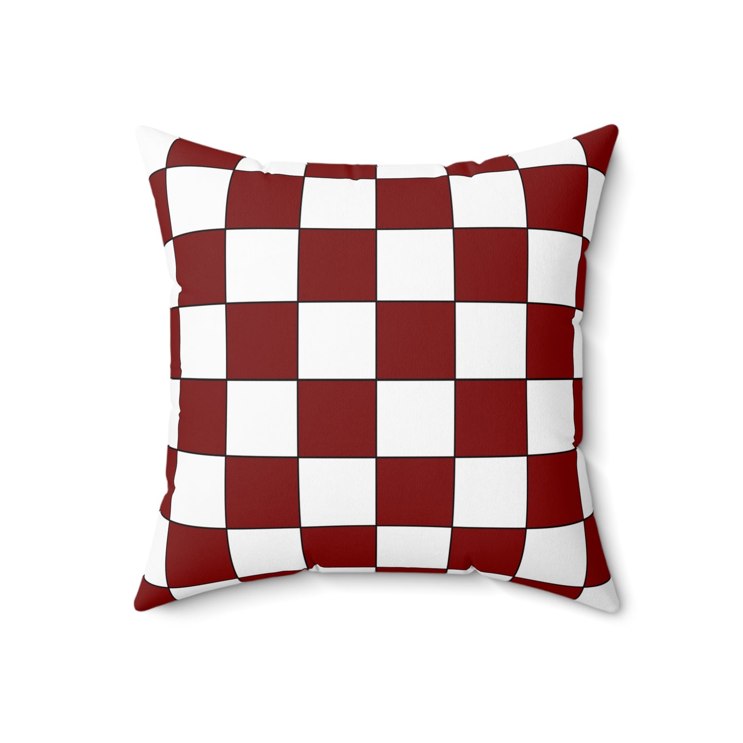Maroon, White Retro Check Cushion Pillow