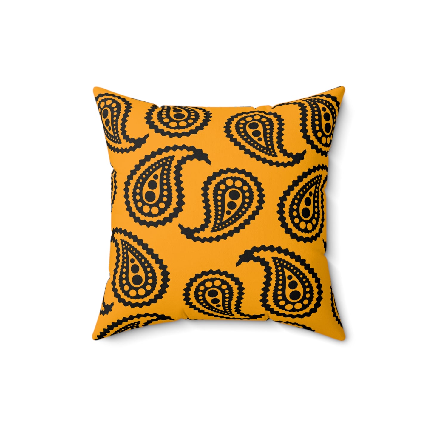 Orange, Black Retro Paisley Cushion Pillow
