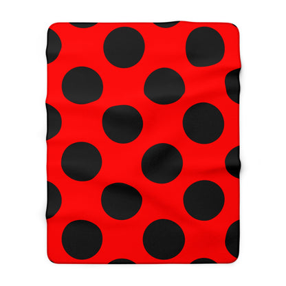 Red, Black Retro Polka Dots Blanket Throw