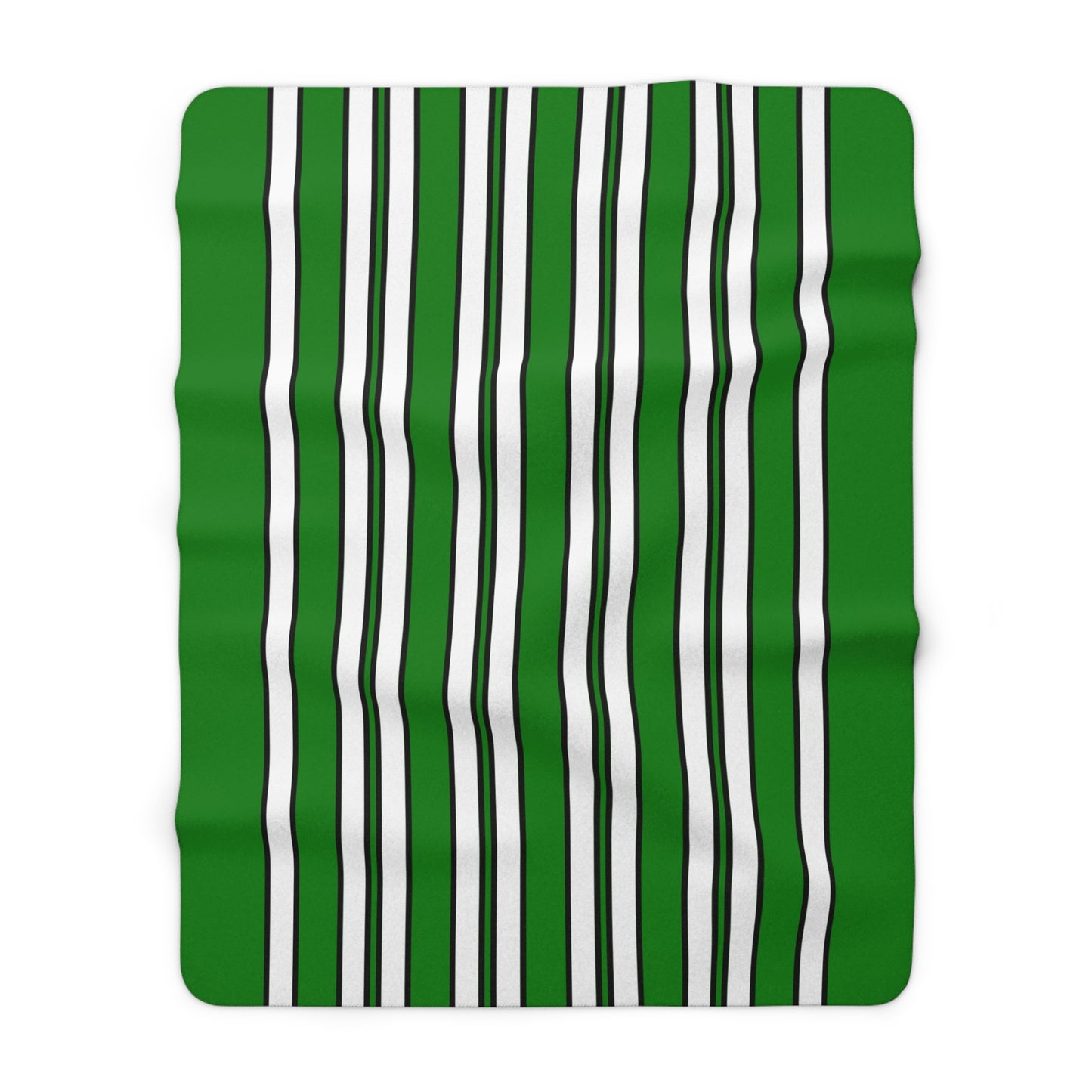 Green, White Retro Stripes Blanket Throw