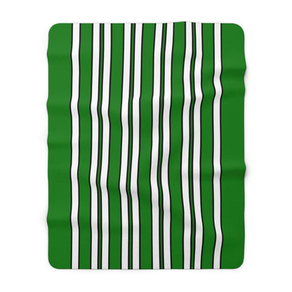 Green, White Retro Stripes Blanket Throw