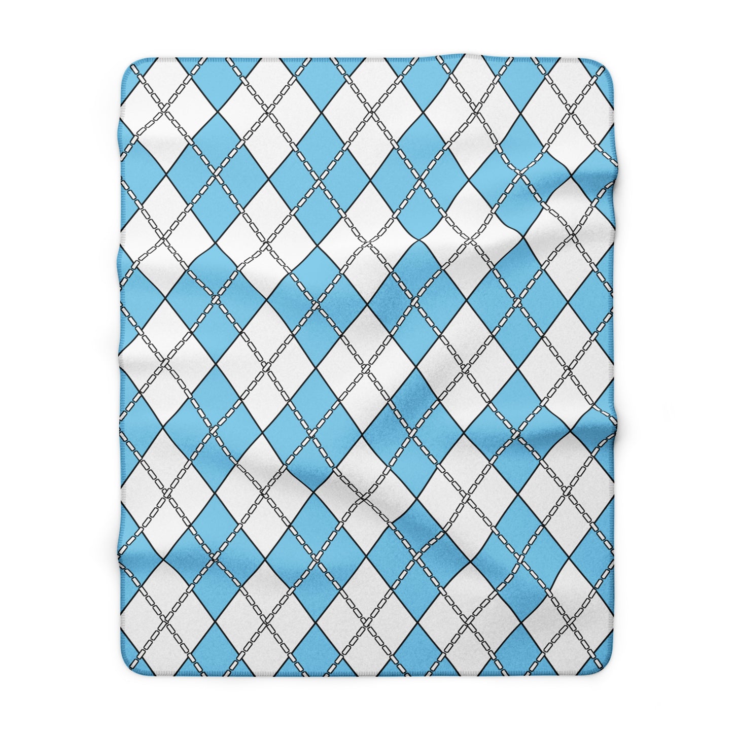 Sky Blue, White Retro Argyle Blanket Throw