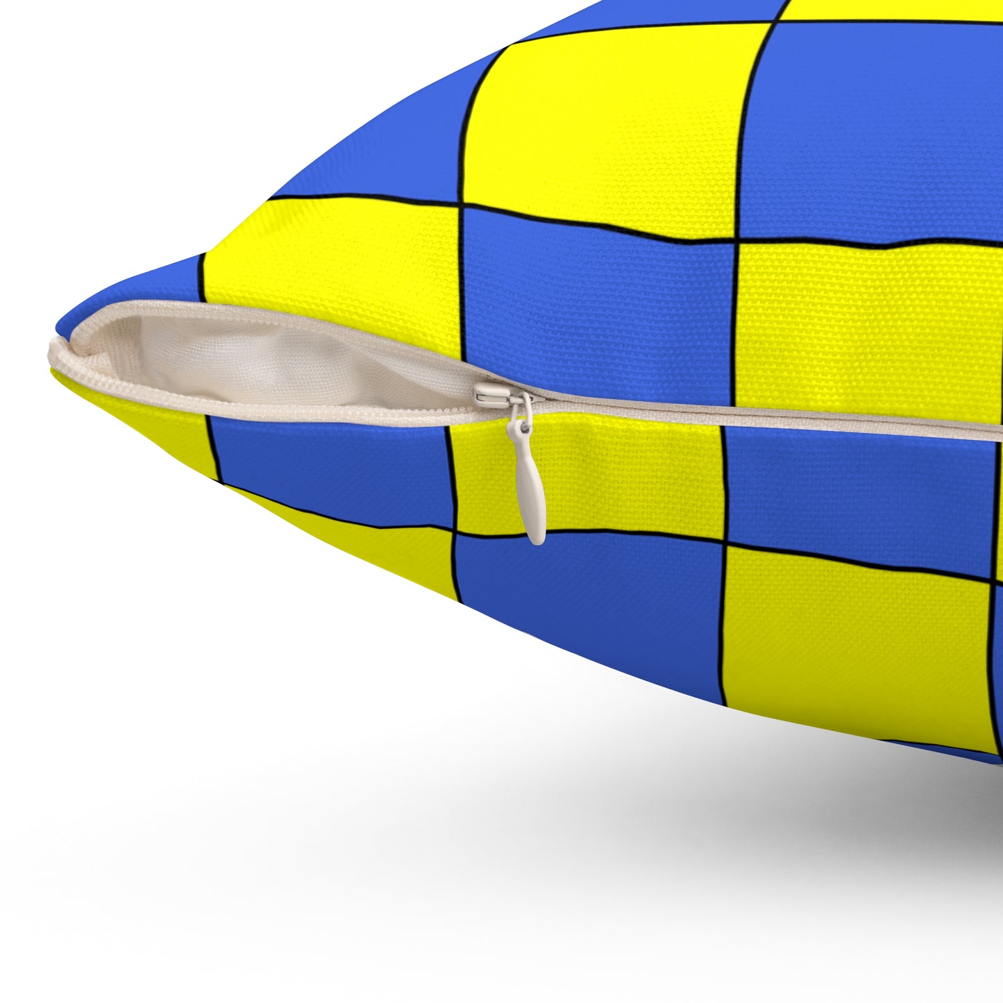 Royal Blue, Yellow Retro Check Cushion Pillow