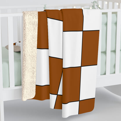 Brown, White Retro Check Blanket Throw