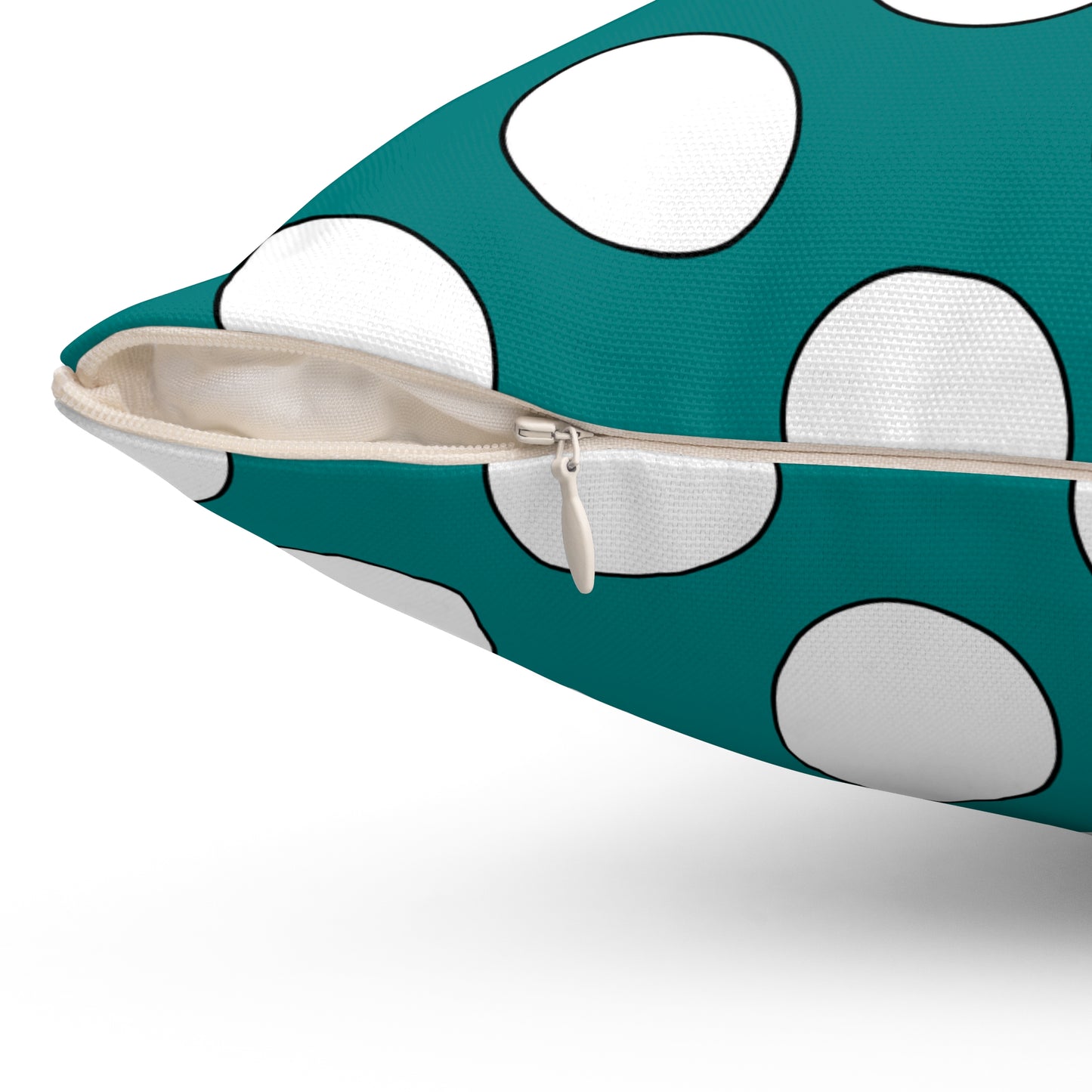 Teal, White Retro Polka Dots Cushion Pillow