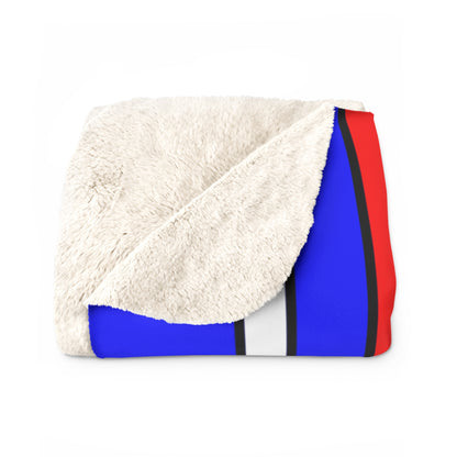 Blue, White, Red Retro Stripes Blanket Throw