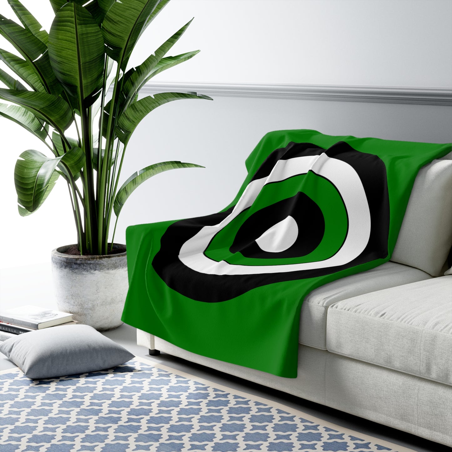 Green, Black, White Retro Target Blanket Throw