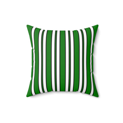 Green, White Retro Stripes Cushion Pillow